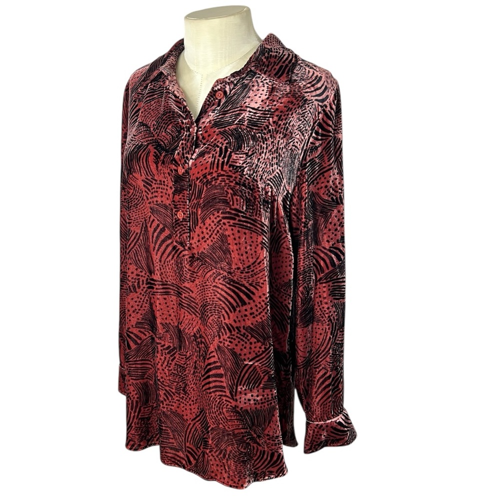 Garnet Hill Relaxed Velvet Tunic size Small NWOT popover Cherry Brandy color